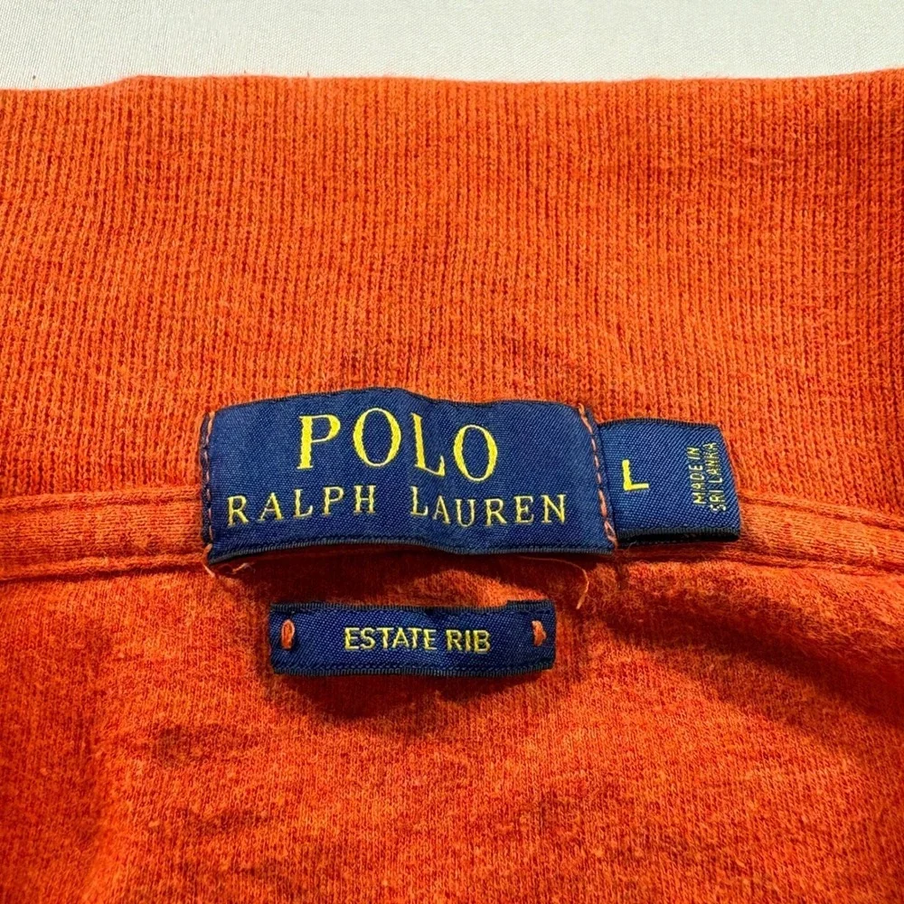 Polo Ralph Lauren‎ Quarter Zip Pullover Mens L Orange Estate Rib Cotton Sweater